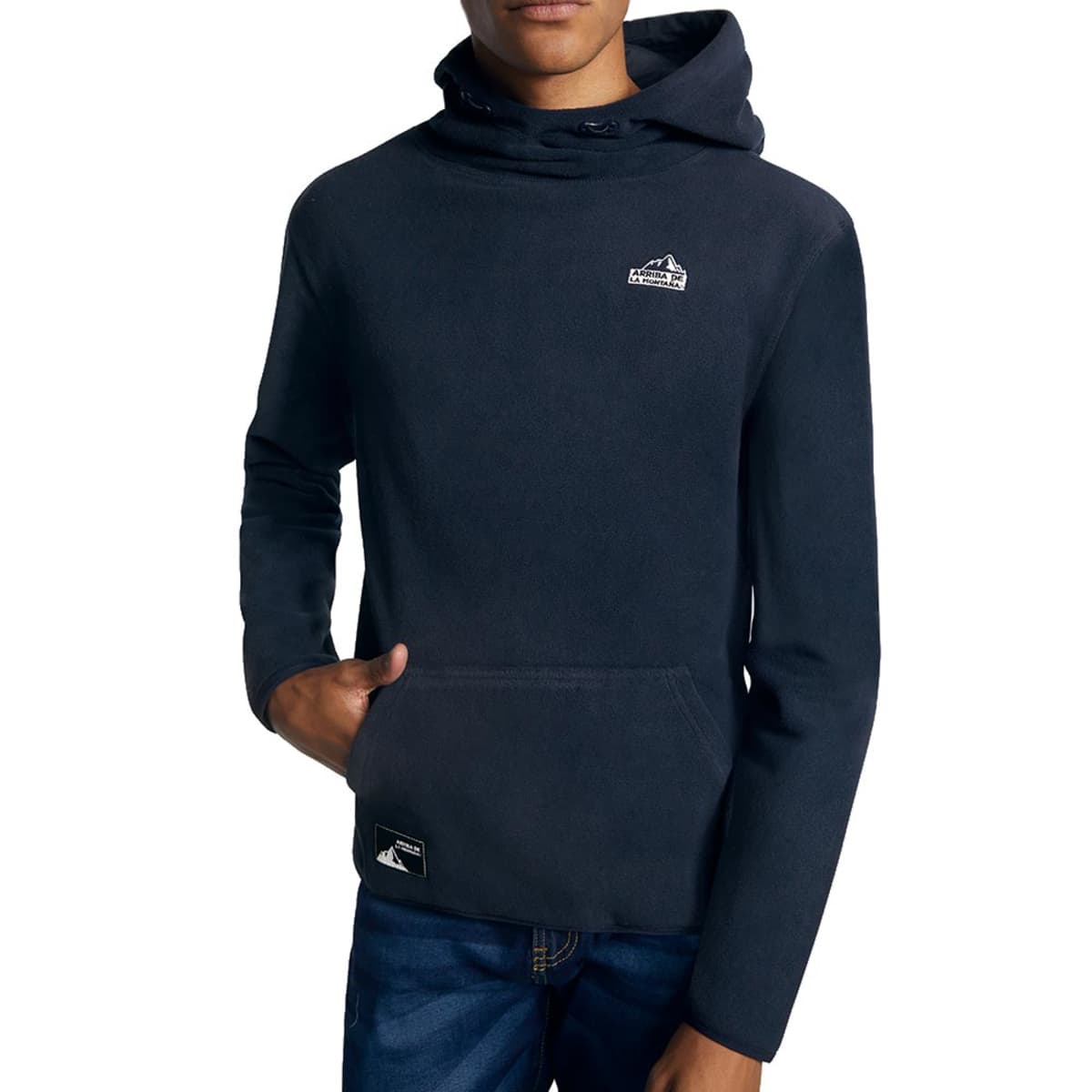 Sudadera Con Capucha De Manga Larga Para Hombre, Azul Marino/flor Y Brillo, 3XL