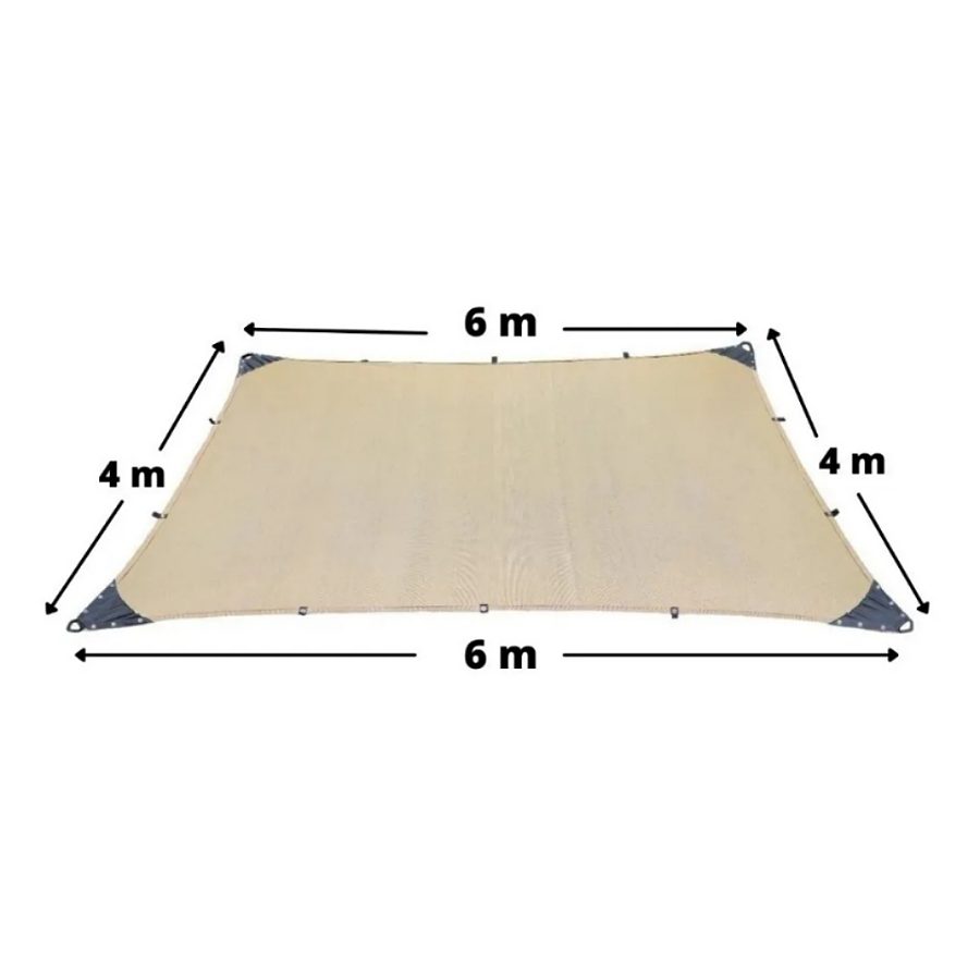 Malla Sombra 6x4 90% Beige Raschel Lista Para Colocar.