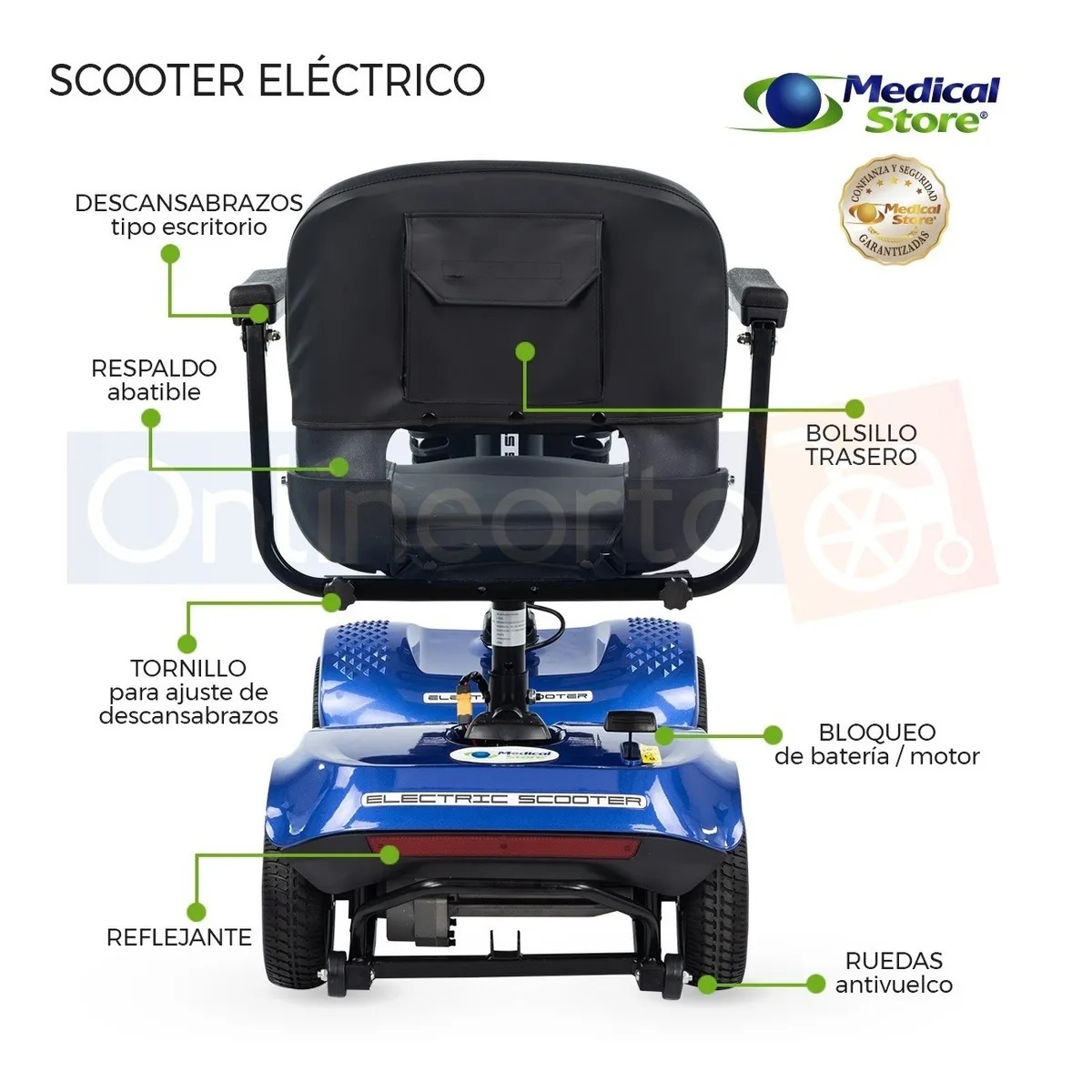Silla De Ruedas Scooter Eléctrico 4ruedas Plegable Luz Led