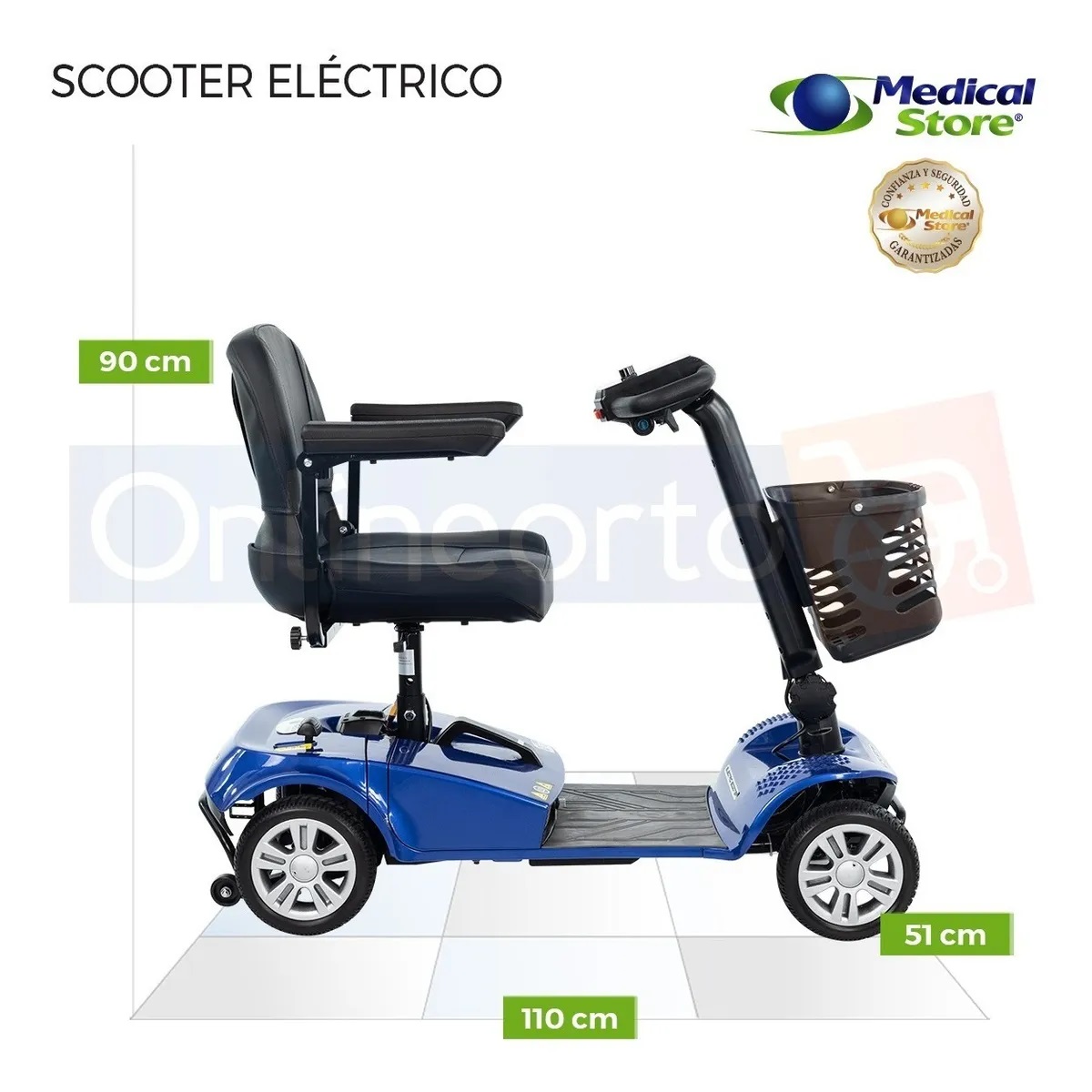 Silla De Ruedas Scooter Eléctrico 4ruedas Plegable Luz Led