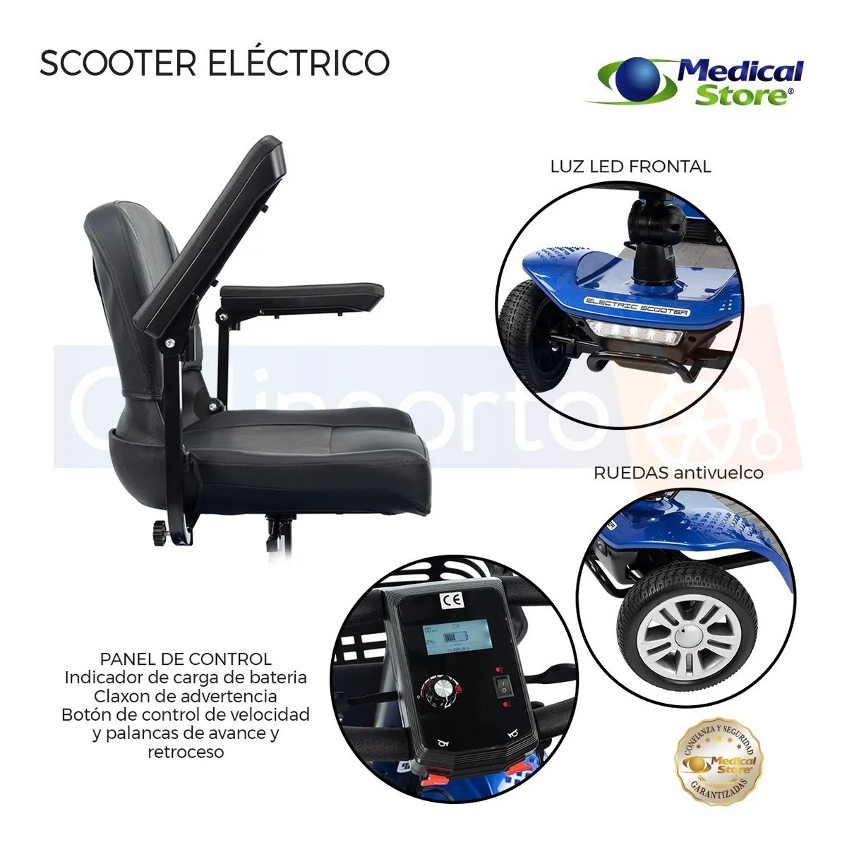Silla De Ruedas Scooter Eléctrico 4ruedas Plegable Luz Led