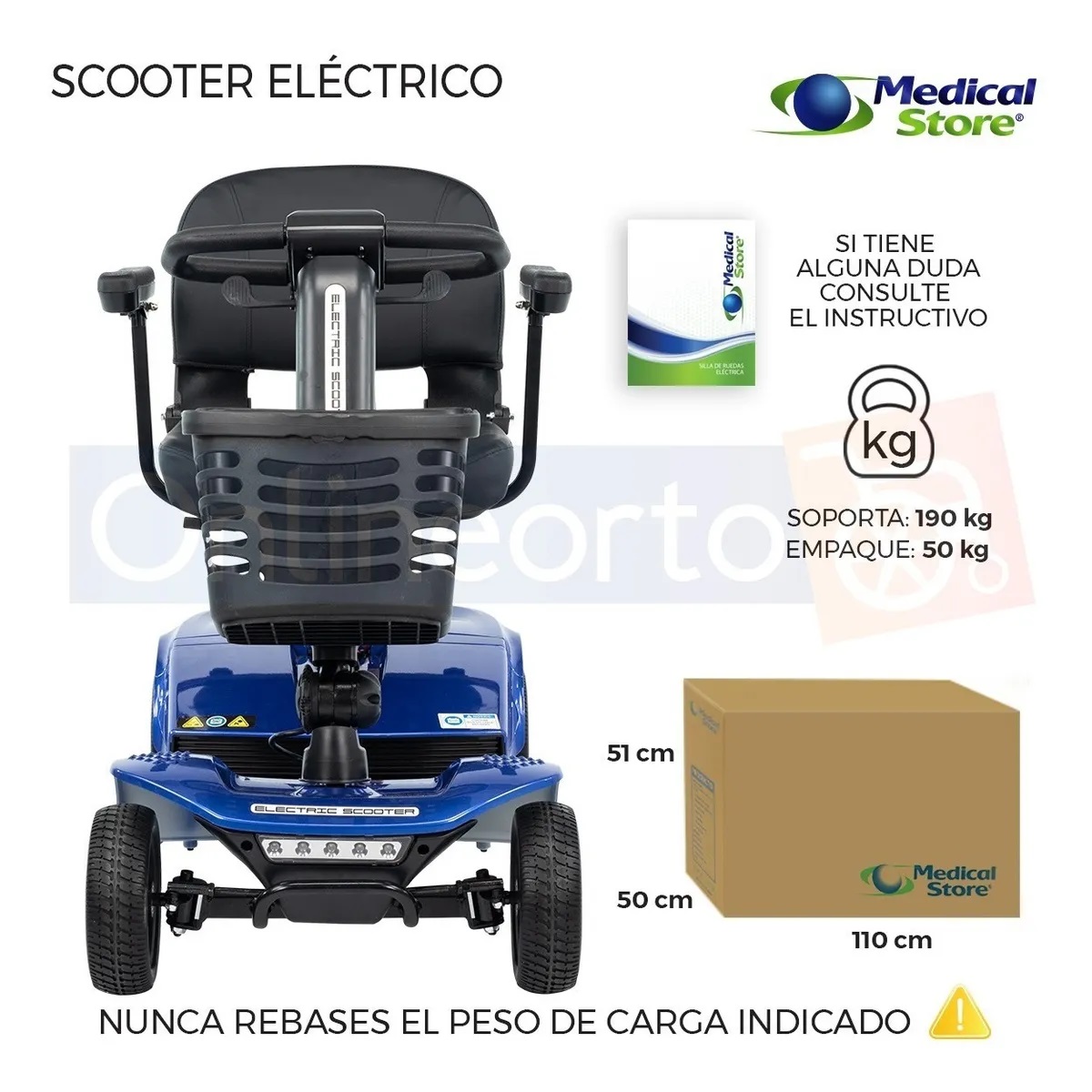 Silla De Ruedas Scooter Eléctrico 4ruedas Plegable Luz Led