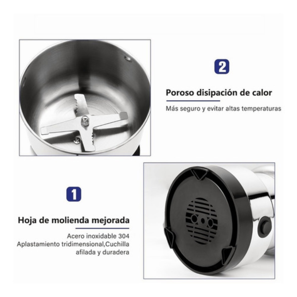 Molino Pulverizador Electrico Granos  Plateado