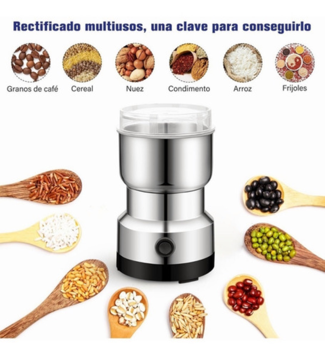 Molino Pulverizador Electrico Granos  Plateado