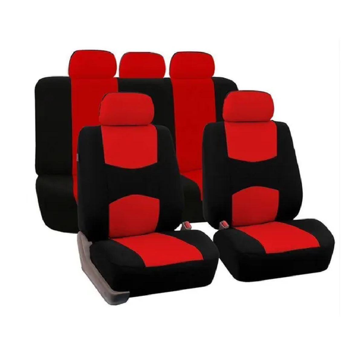 Set Funda De Asiento De Coche De Tejido De Poliéster Universal Rojo