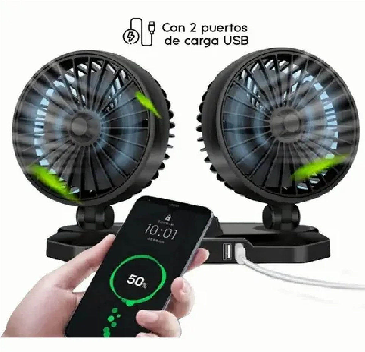 Ventilador Doble Portátil Potente 2 Velocidades Para Auto