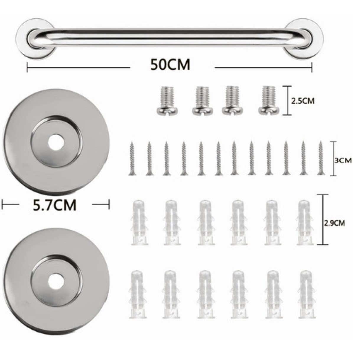 2 Barras Agarradera De Seguridad Baño Acero Inoxidable