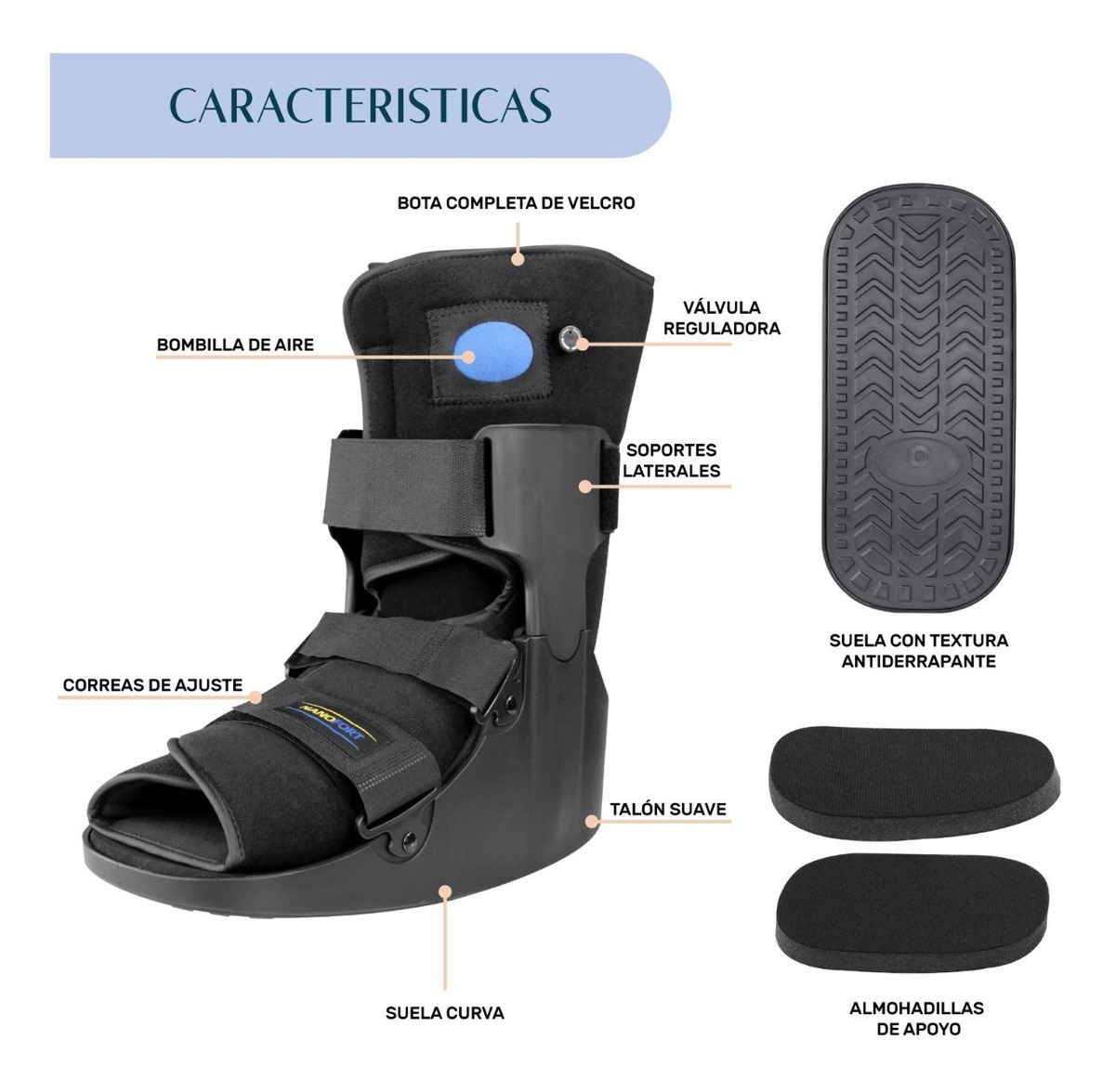 Bota Ferula Baja Neumatica Walker Inmovilizador De Tobillo XL