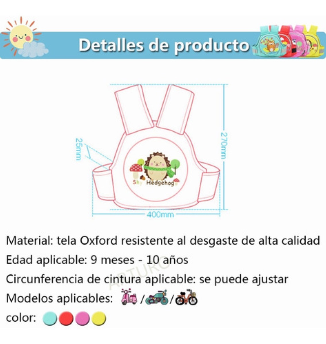 Cinturon con Arnes de Seguridad para Bebe Rojo