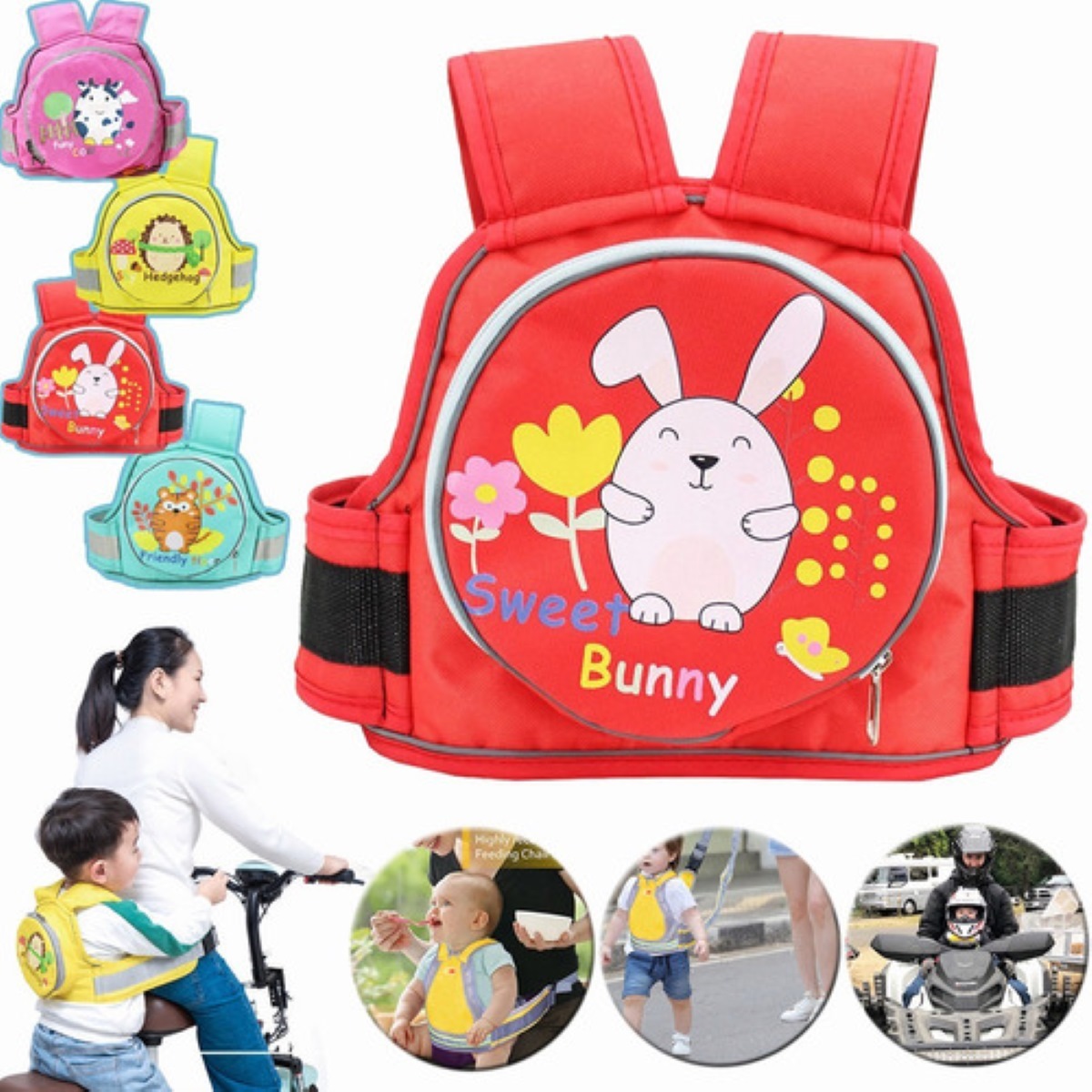 Cinturon con Arnes de Seguridad para Bebe Rojo