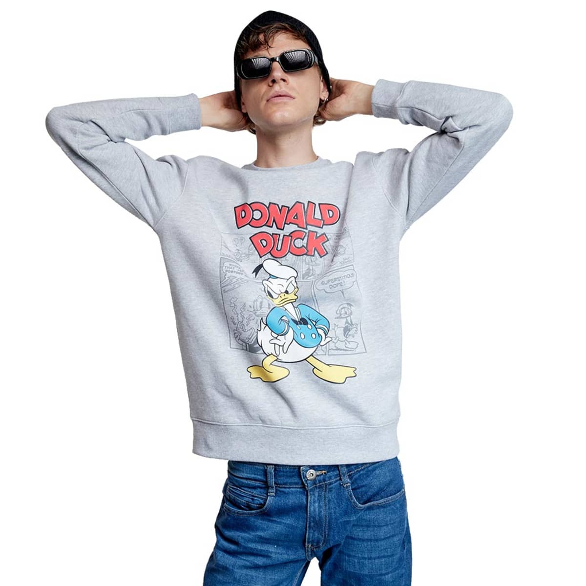 Sudadera Casual Pato Donald Disney color Gris para Hombre 1051008