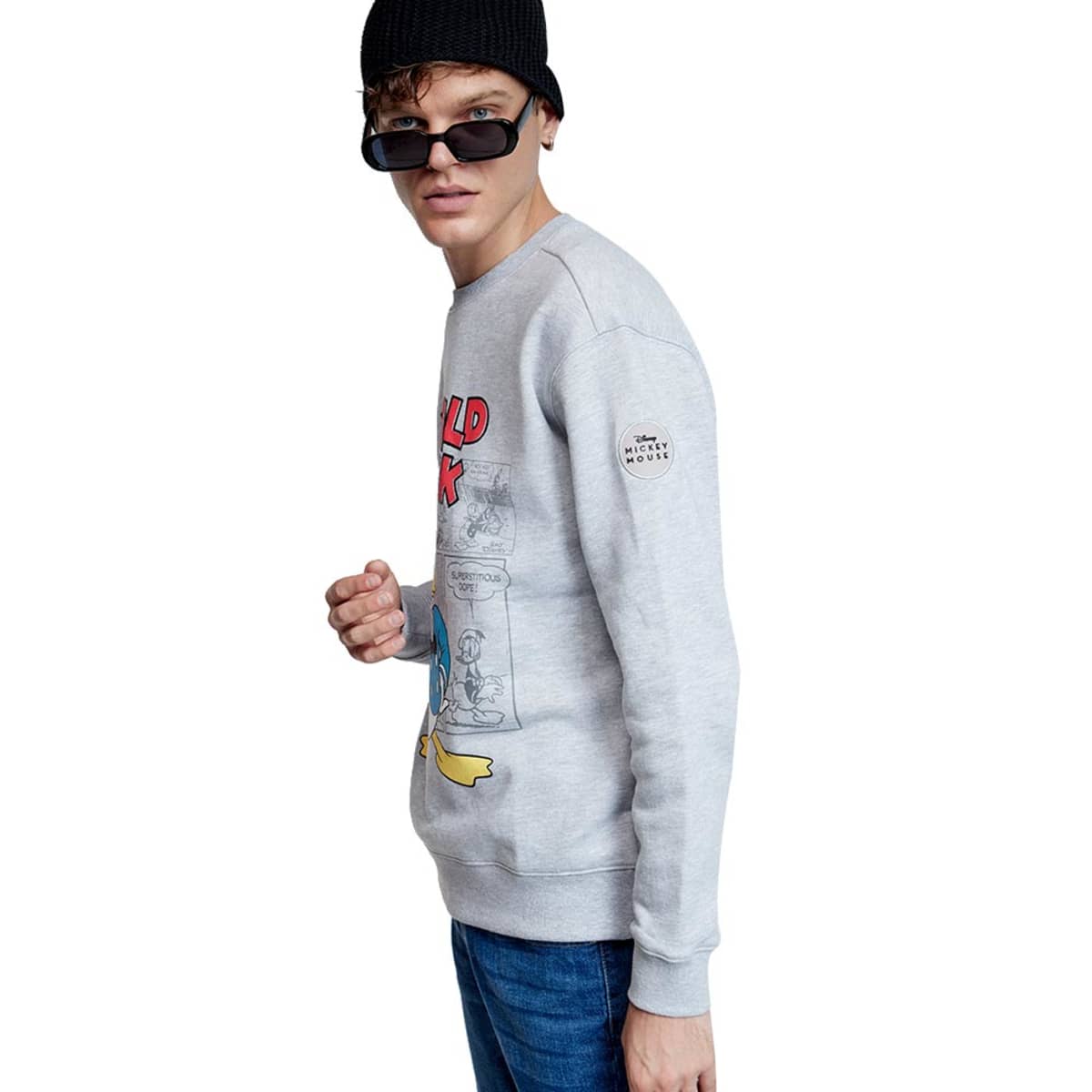 Sudadera Casual Pato Donald Disney color Gris para Hombre 1051008