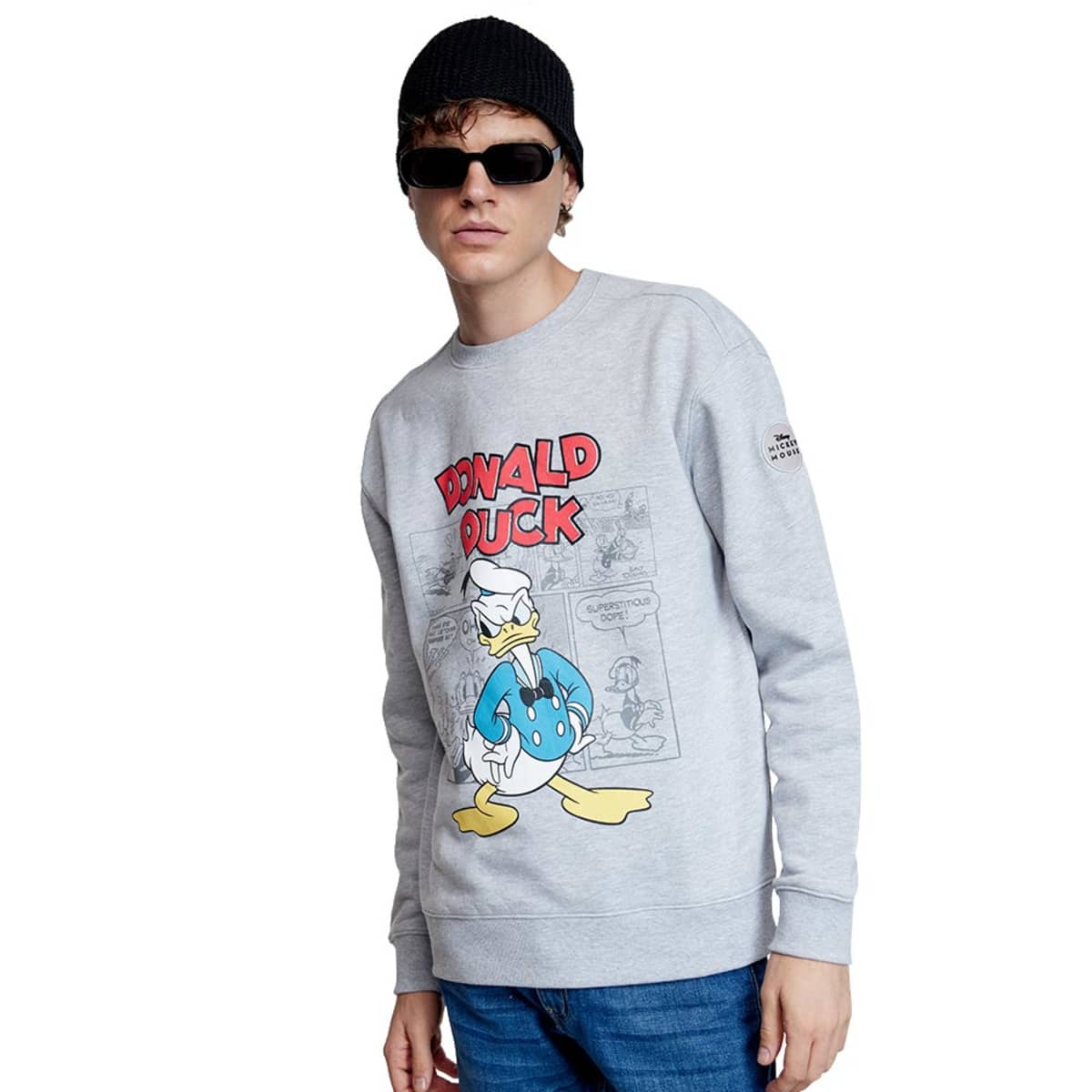 Sudadera Casual Pato Donald Disney color Gris para Hombre 1051008