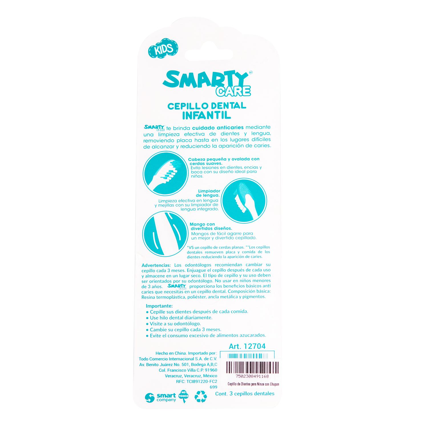 Cepillo Dientes para Niños con Chupón Babyleaf, 3pz Multicolor Unitalla