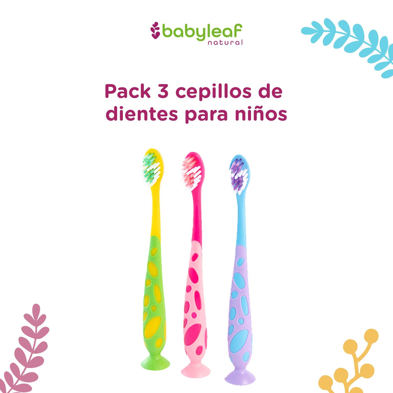 Cepillo Dientes para Niños con Chupón Babyleaf, 3pz Multicolor Unitalla