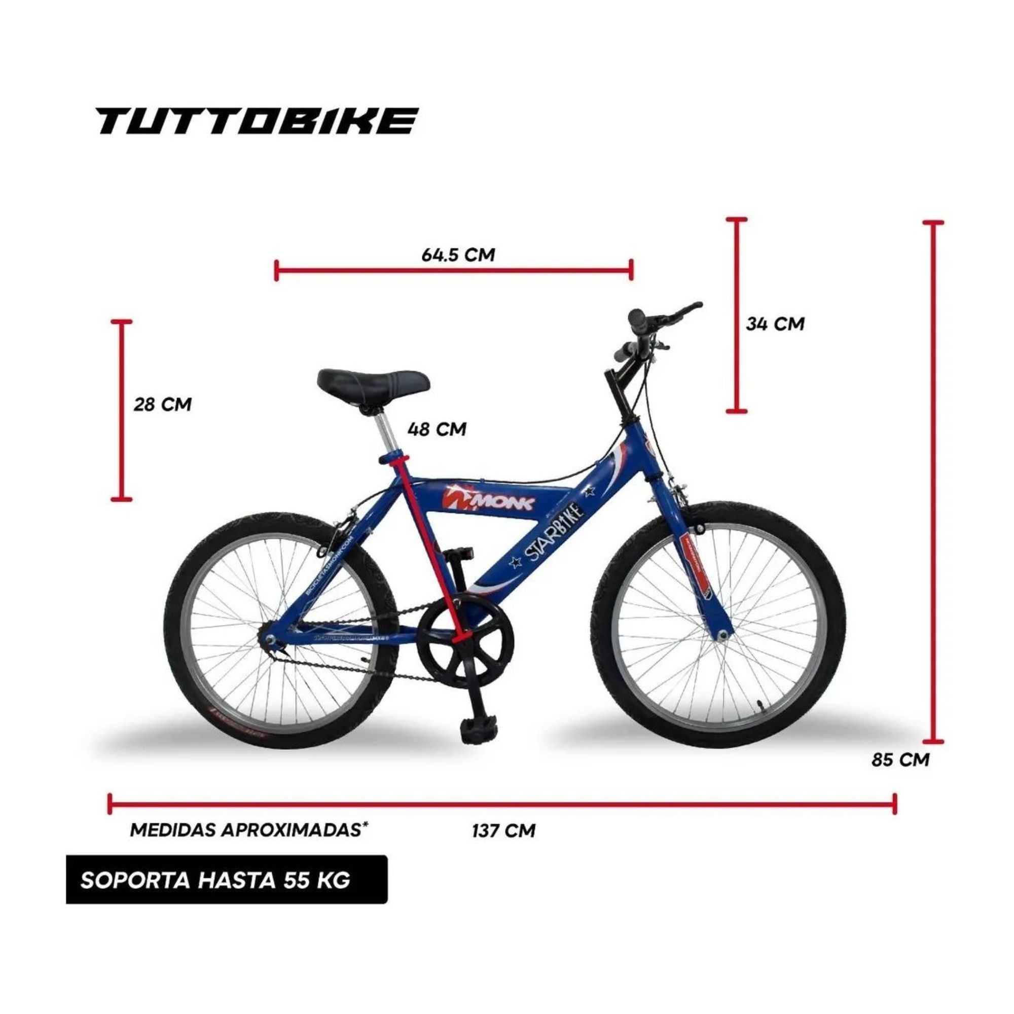 Bicicleta Monk Starbike Rodada 20 1 Velocidad R20 Azul