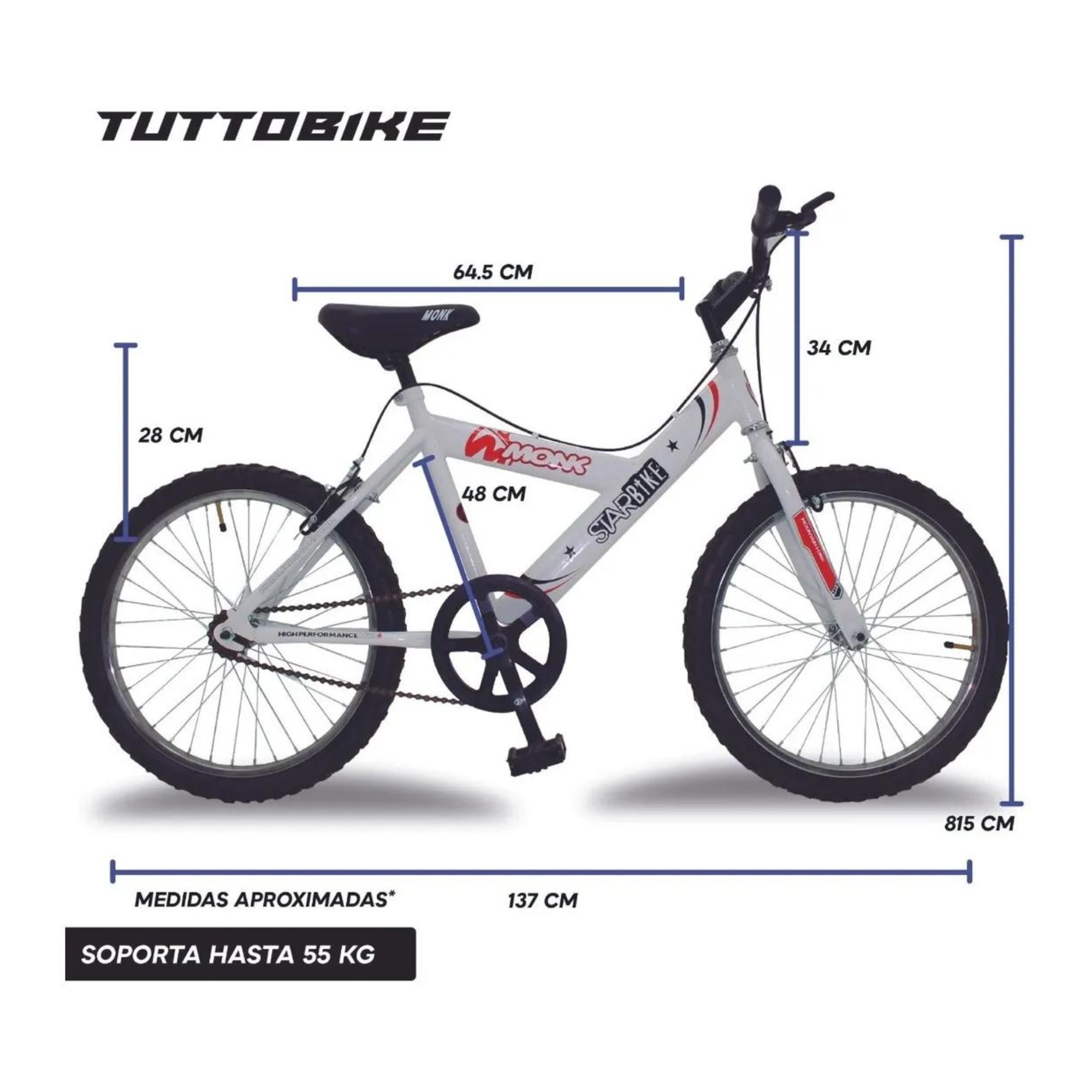 Bicicleta Monk Starbike Rodada 20 1 Velocidad R20 Blanca