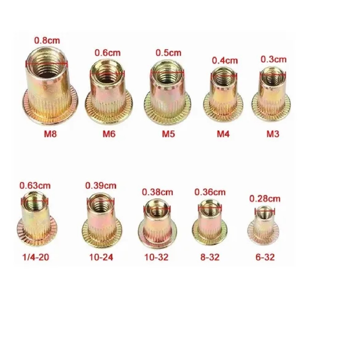 Kit Tuerca De Remache Acero Al Carbono  M3 M4 M5 M6 M8