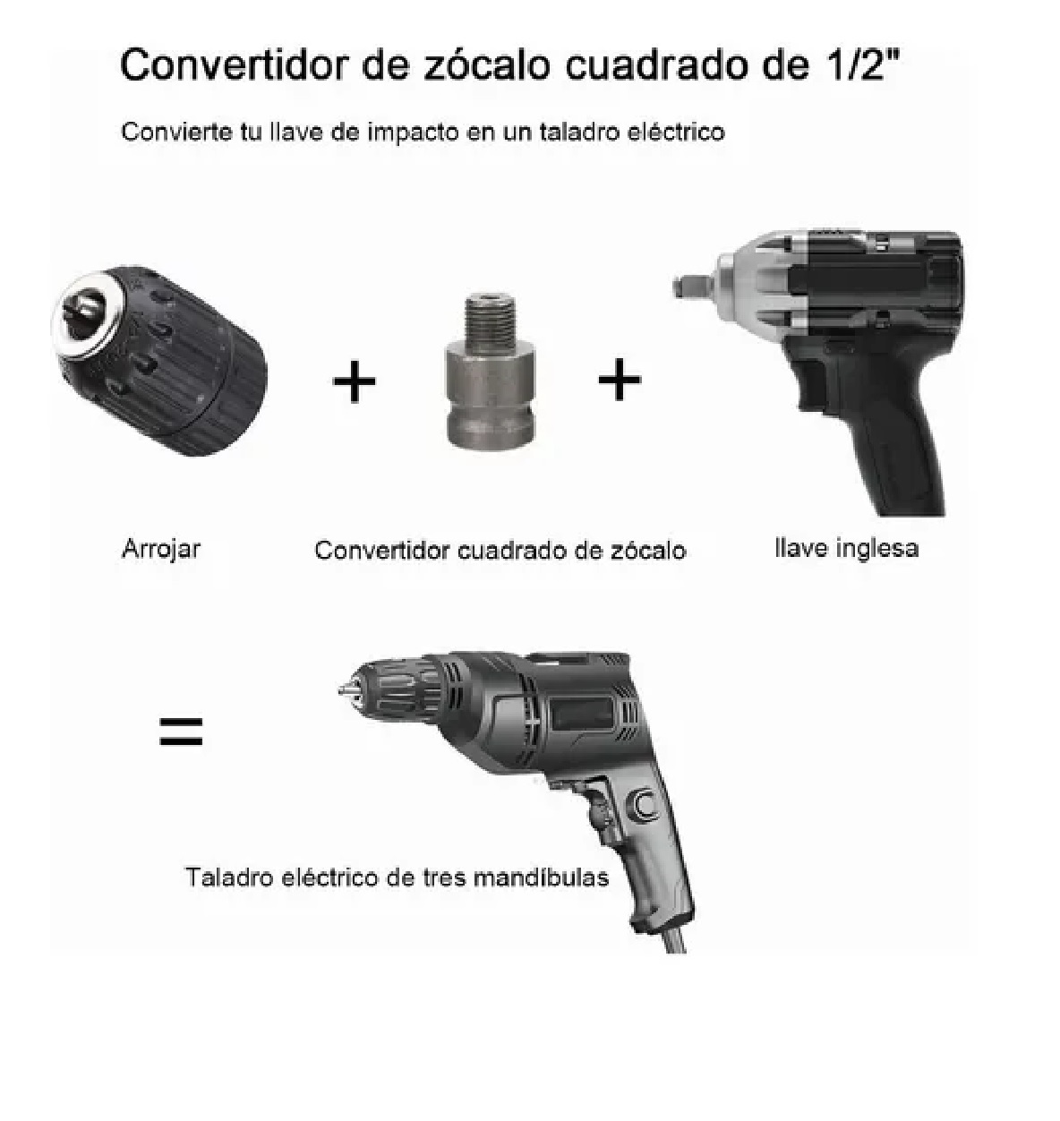  Adaptador Sds Plus Destornillador Impact Broquero Chuck 1/2 