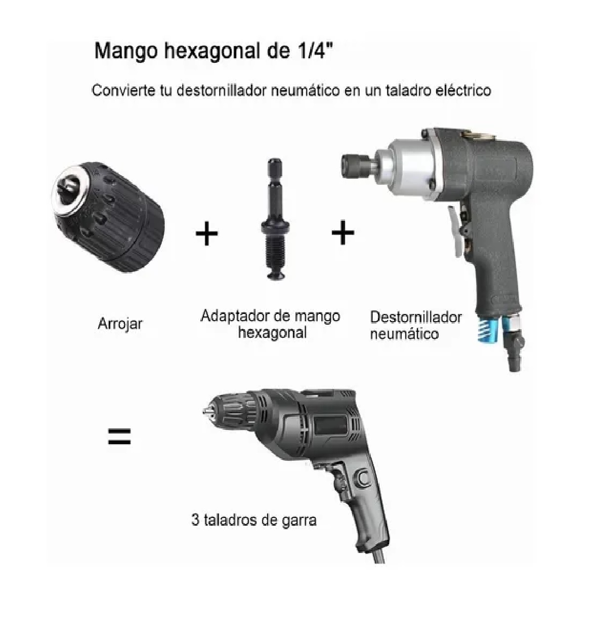  Adaptador Sds Plus Destornillador Impact Broquero Chuck 1/2 