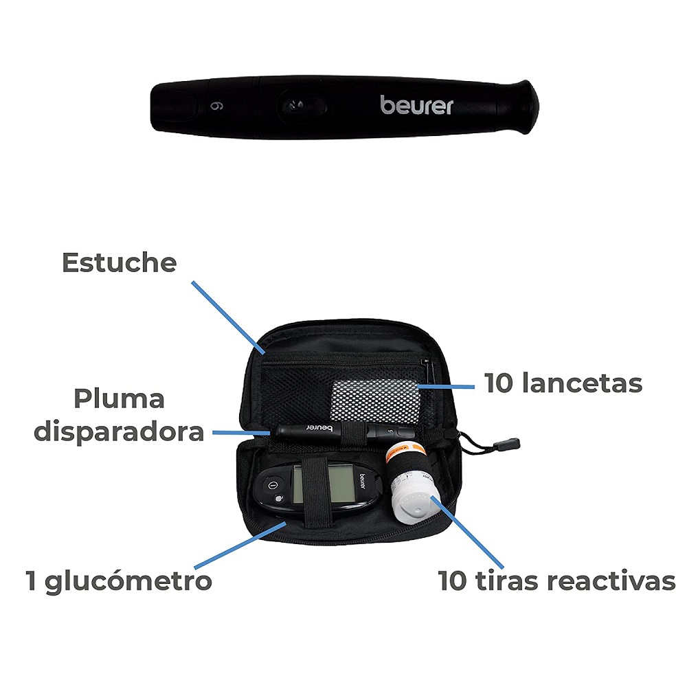 Glucómetro Medidor De Nivel Azucar en Sangre - Glucemia P/ Diabetes GL44 Beurer
