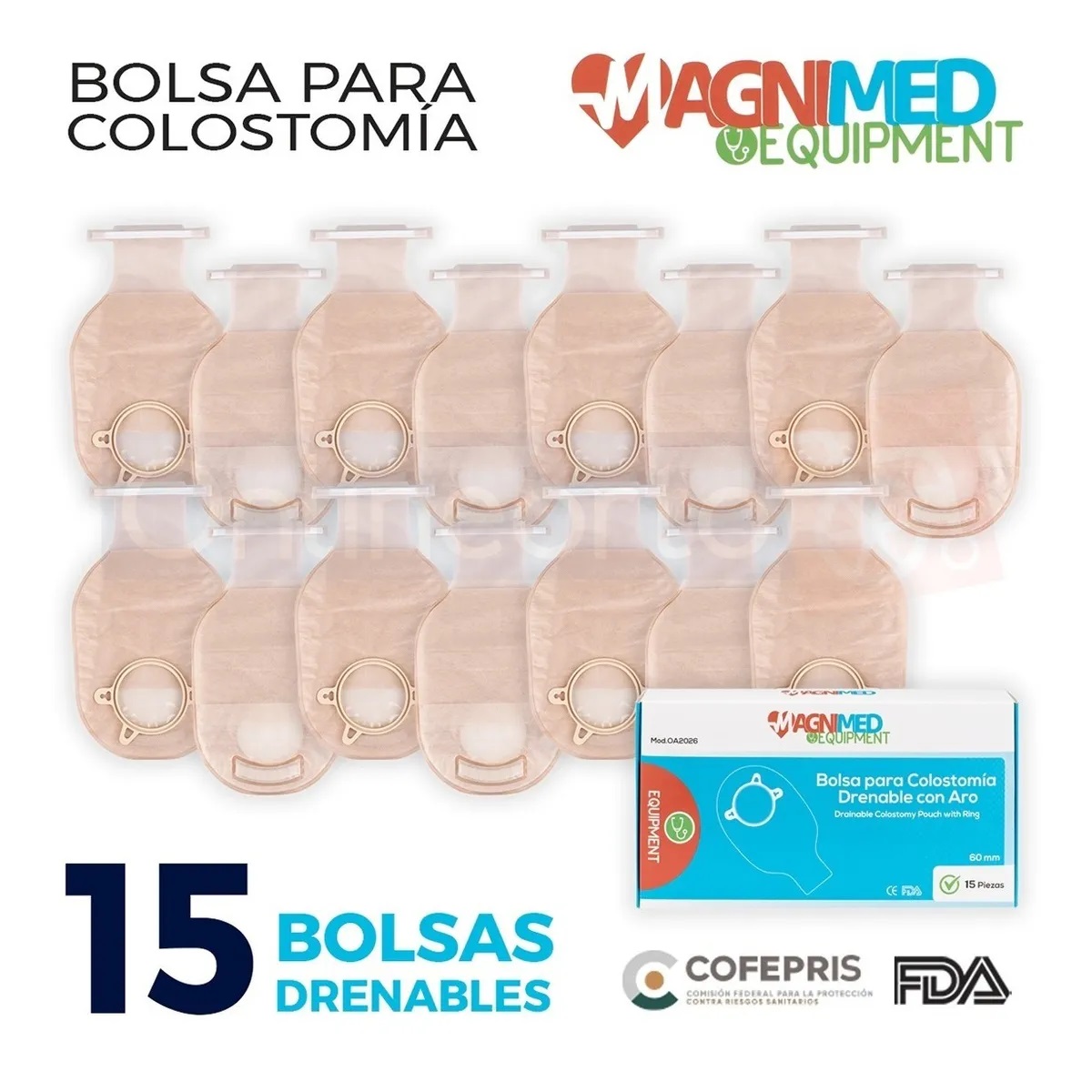 Bolsa Para Colostomia Drenable Con Aro 15 Pieza Para Barrera