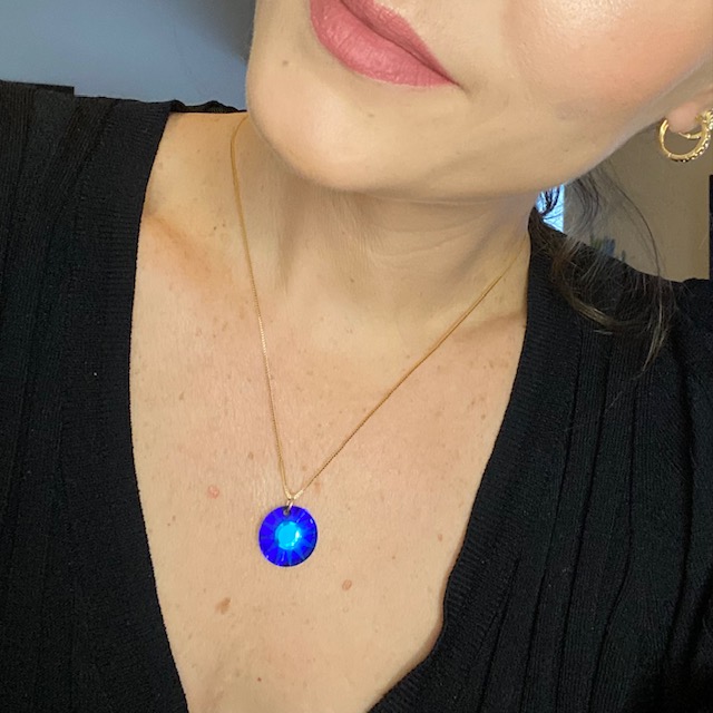 Cadena con Dije Cristal Swarovski-Baño de oro- Collar dorado