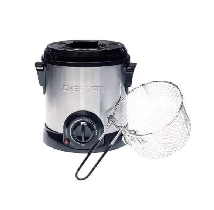 Freidora eléctrica Chefman Fry Guy RJ07-M-SS 1L plata
