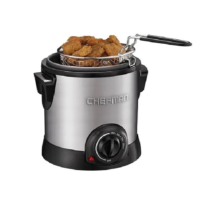 Freidora eléctrica Chefman Fry Guy RJ07-M-SS 1L plata
