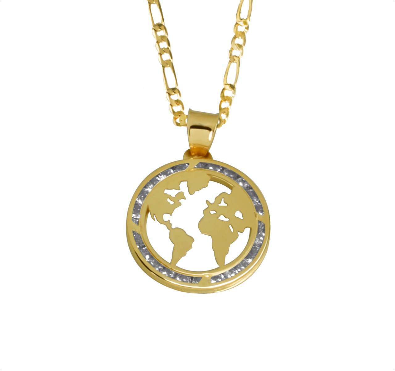 Dije Mundo Planeta En Oro 10k + Cadena Regalo 
