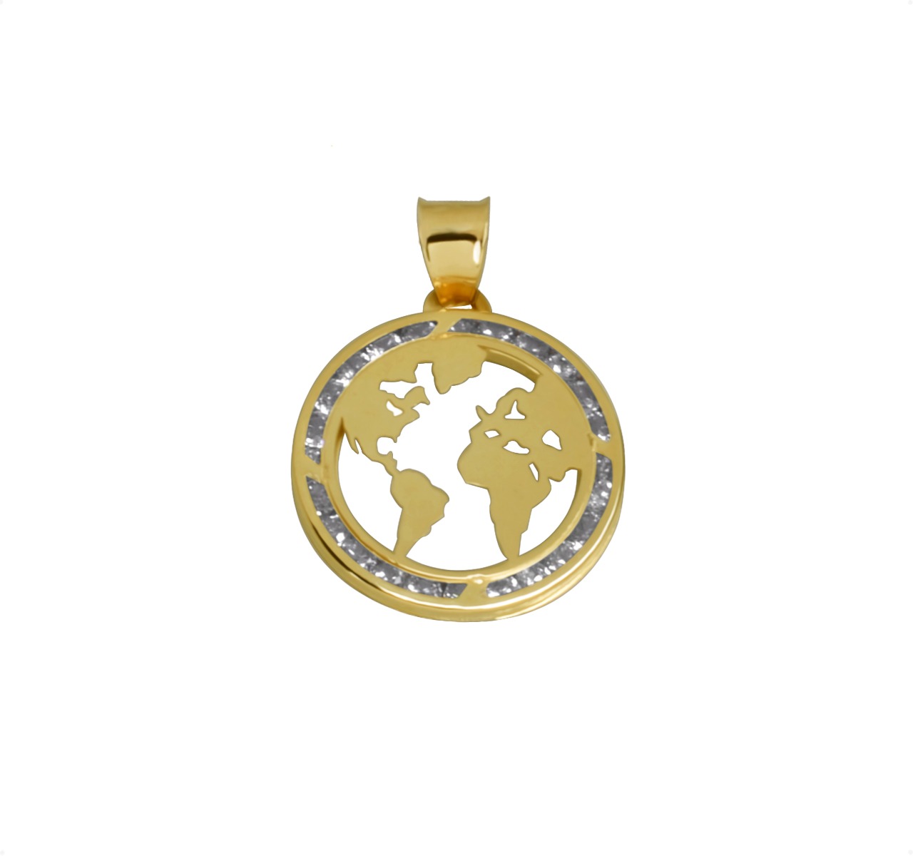 Dije Mundo Planeta En Oro 10k + Cadena Regalo 