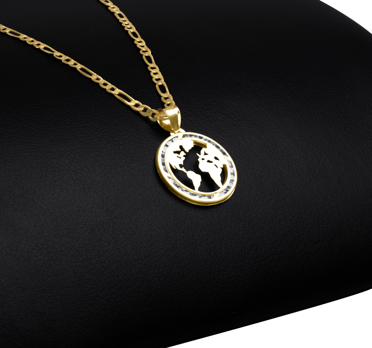 Dije Mundo Planeta En Oro 10k + Cadena Regalo 