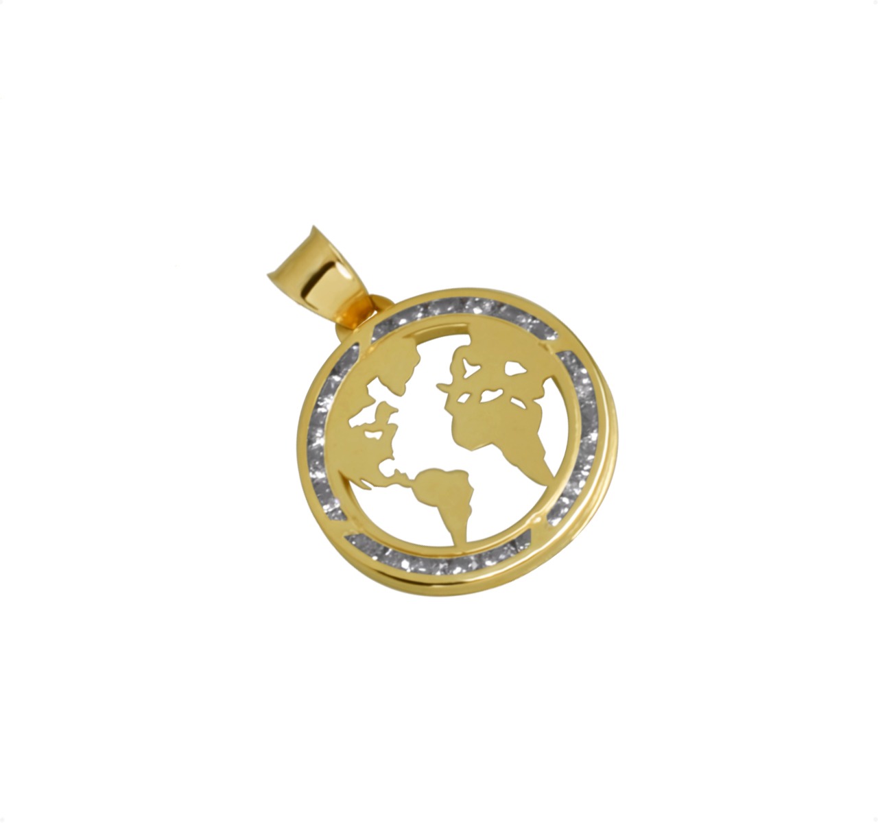 Dije Mundo Planeta En Oro 10k + Cadena Regalo 
