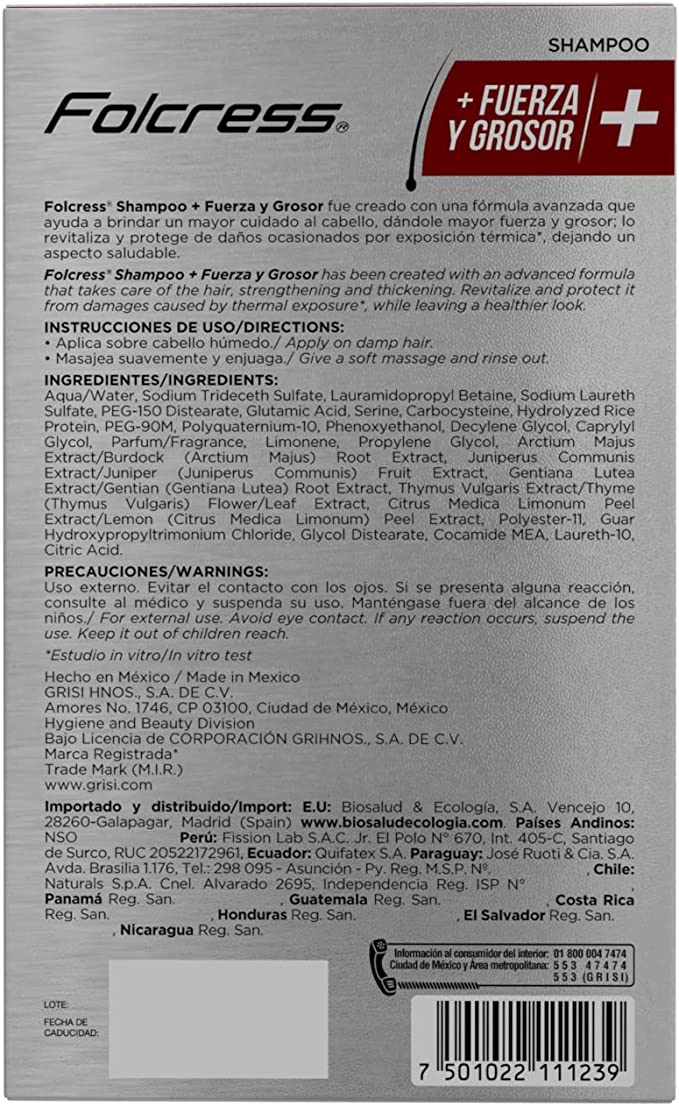 Tratamiento Anticaída Folcress Solución Minoxidil 5% Shampoo reparador capilar  260 ml Protege el pelo, para hombre