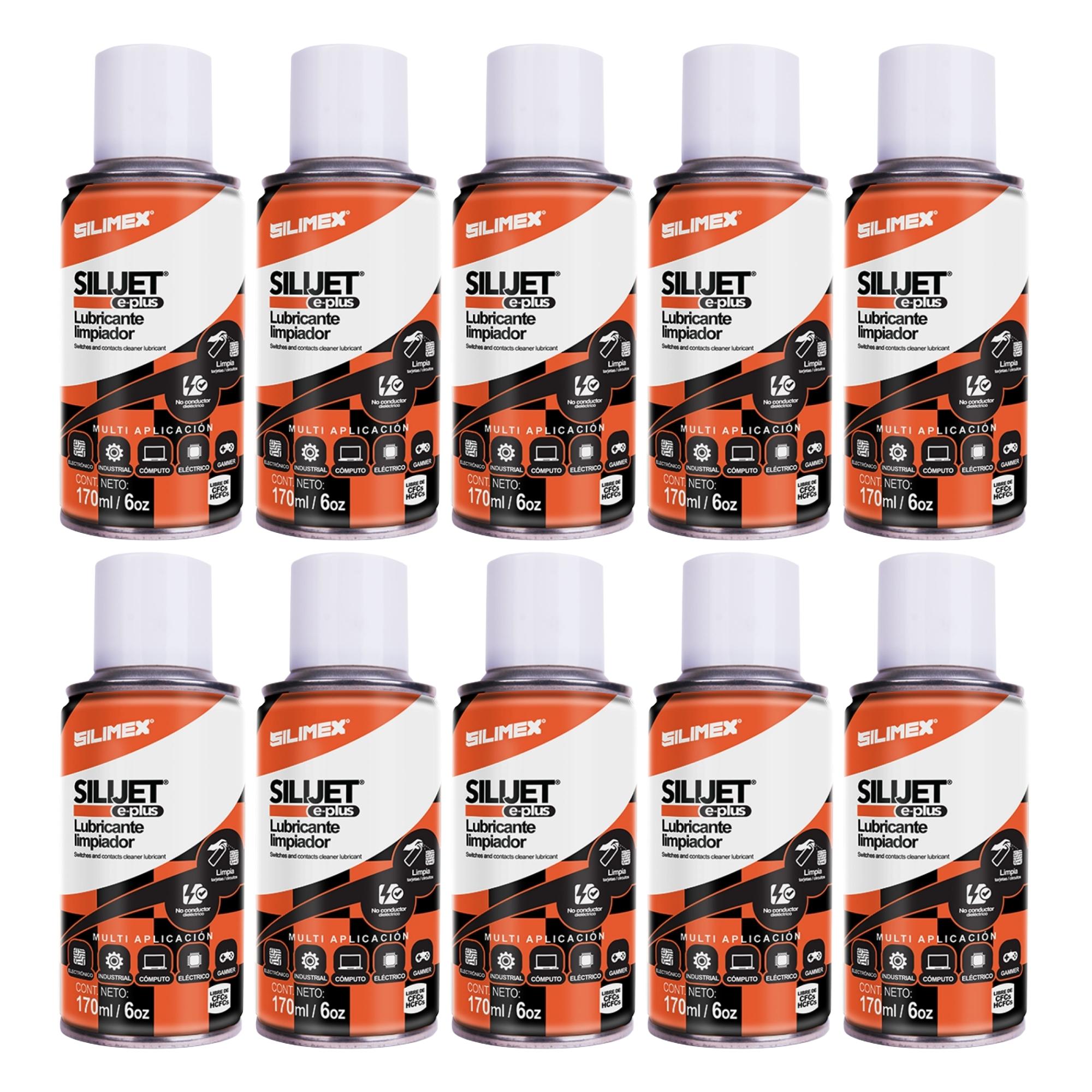 10 Pack - Lubricante, Silimex Silijet e-plus, limpiador dieléctrico de 170 ML.