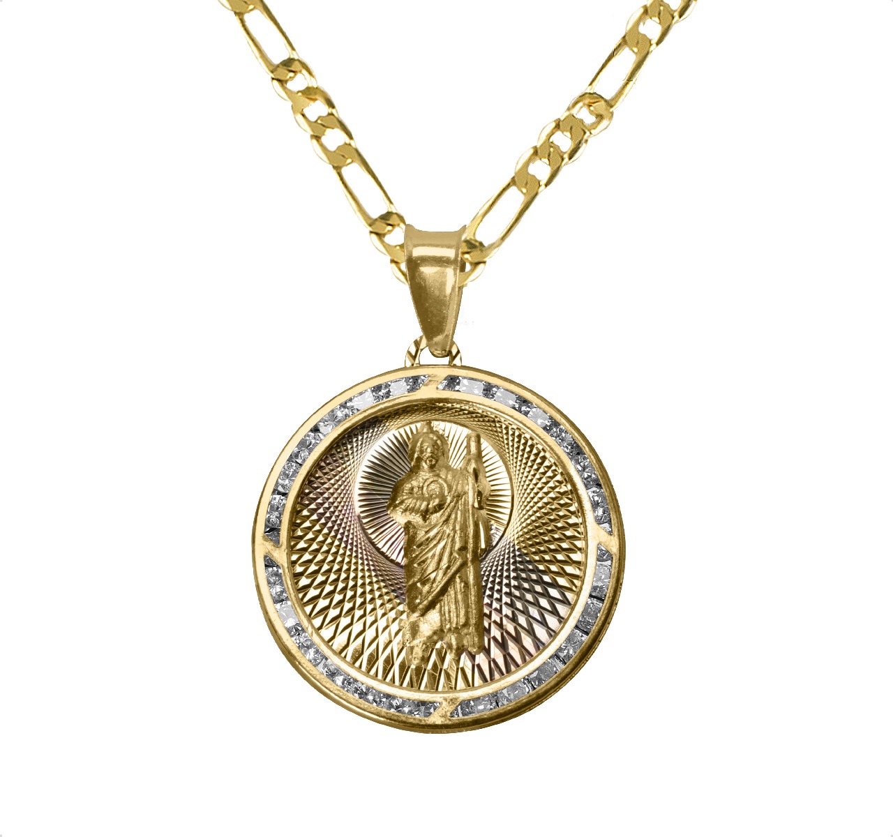 Dije Medalla San Judas Tadeo Oro Sólido 10k + Cadena 