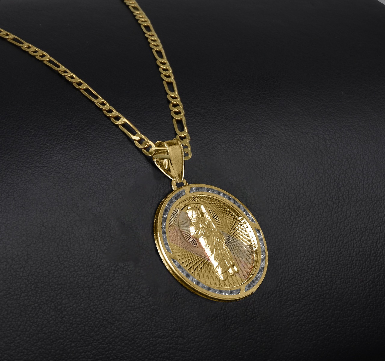 Dije Medalla San Judas Tadeo Oro Sólido 10k + Cadena 