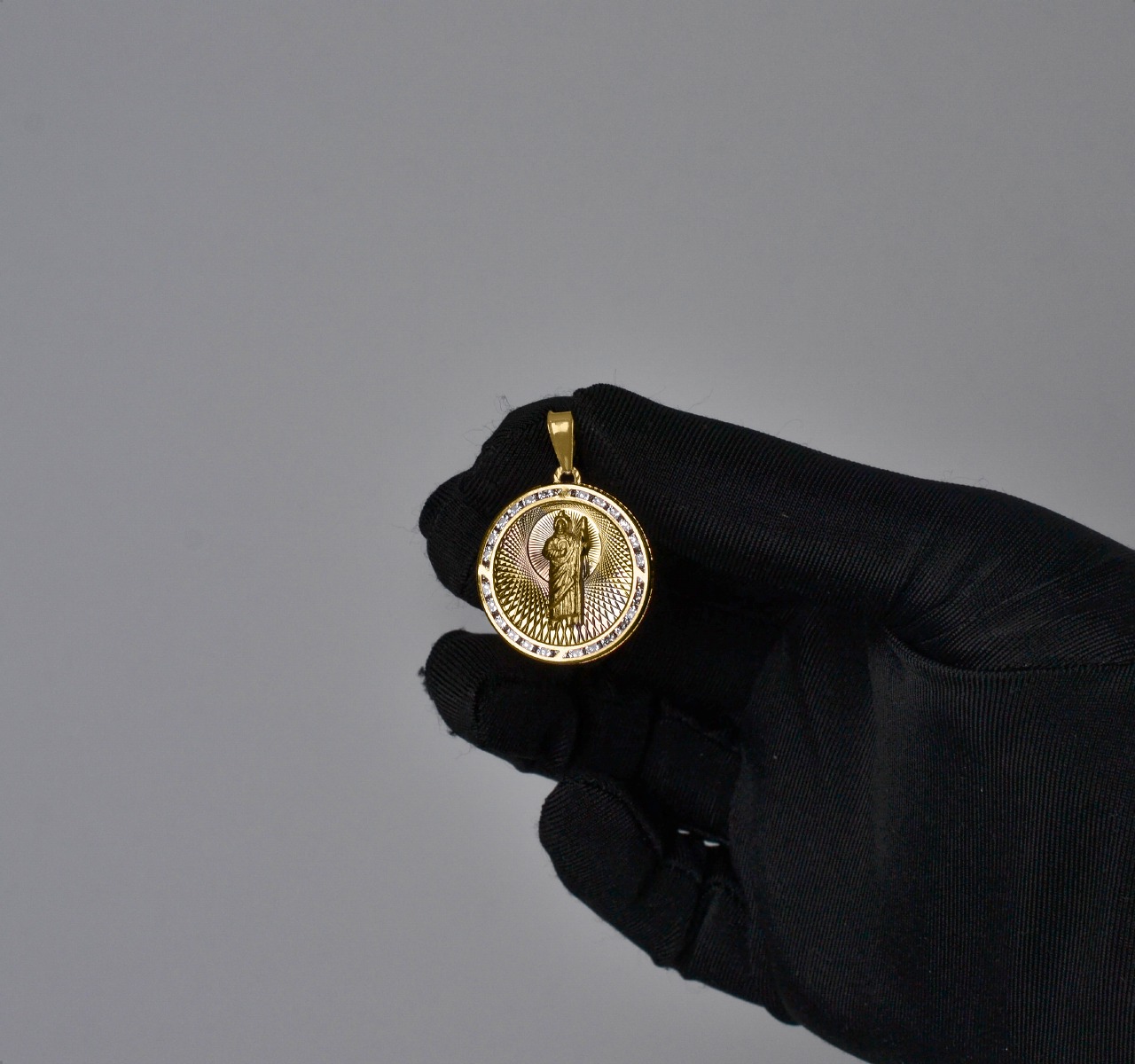 Dije Medalla San Judas Tadeo Oro Sólido 10k + Cadena 
