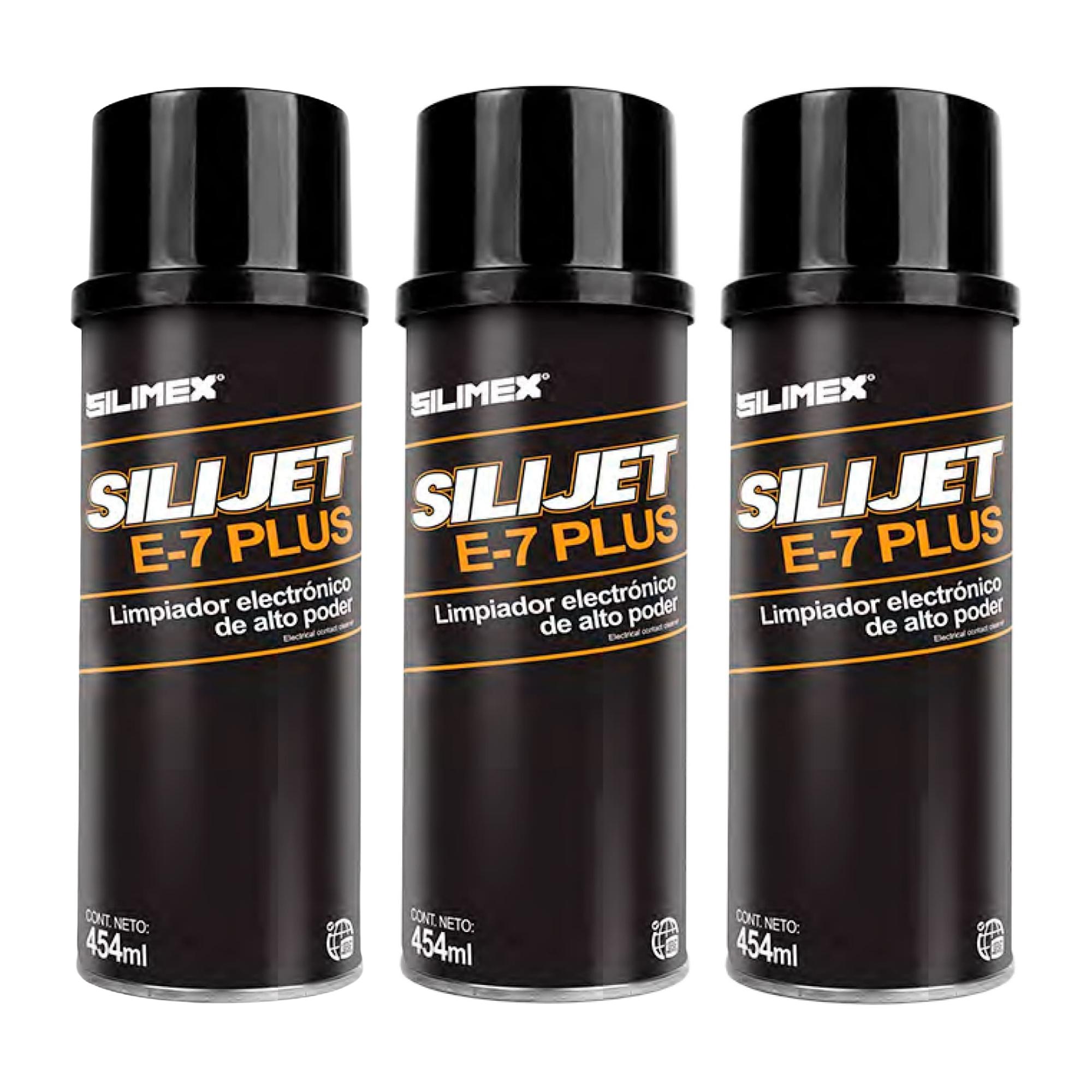 3 Pack - Limpiador electrónico, Silimex Silijet E-7 plus, de alto poder, 454 ML.