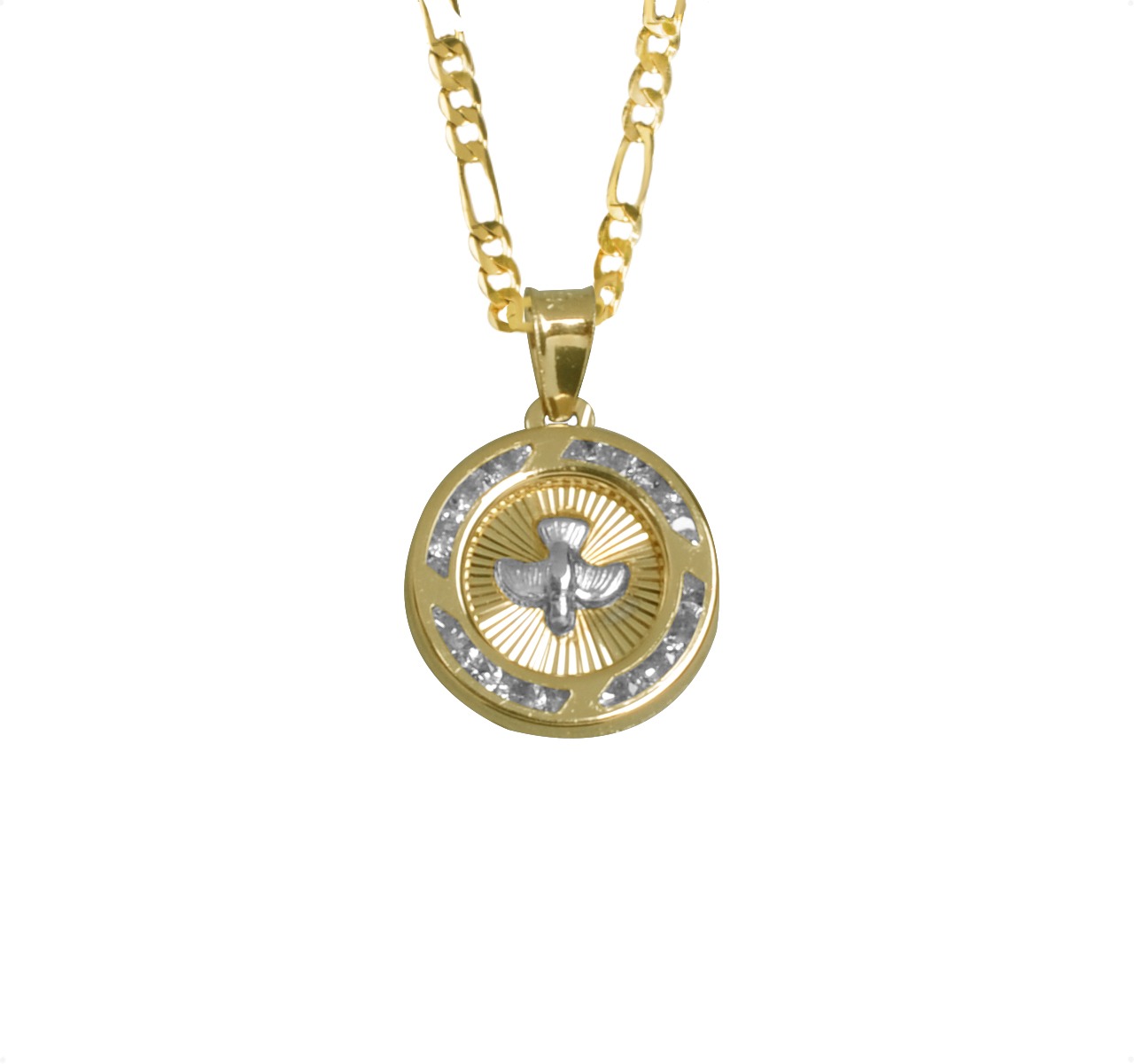 Hermosa Medalla Espíritu Santo Oro 10k + Cadena 