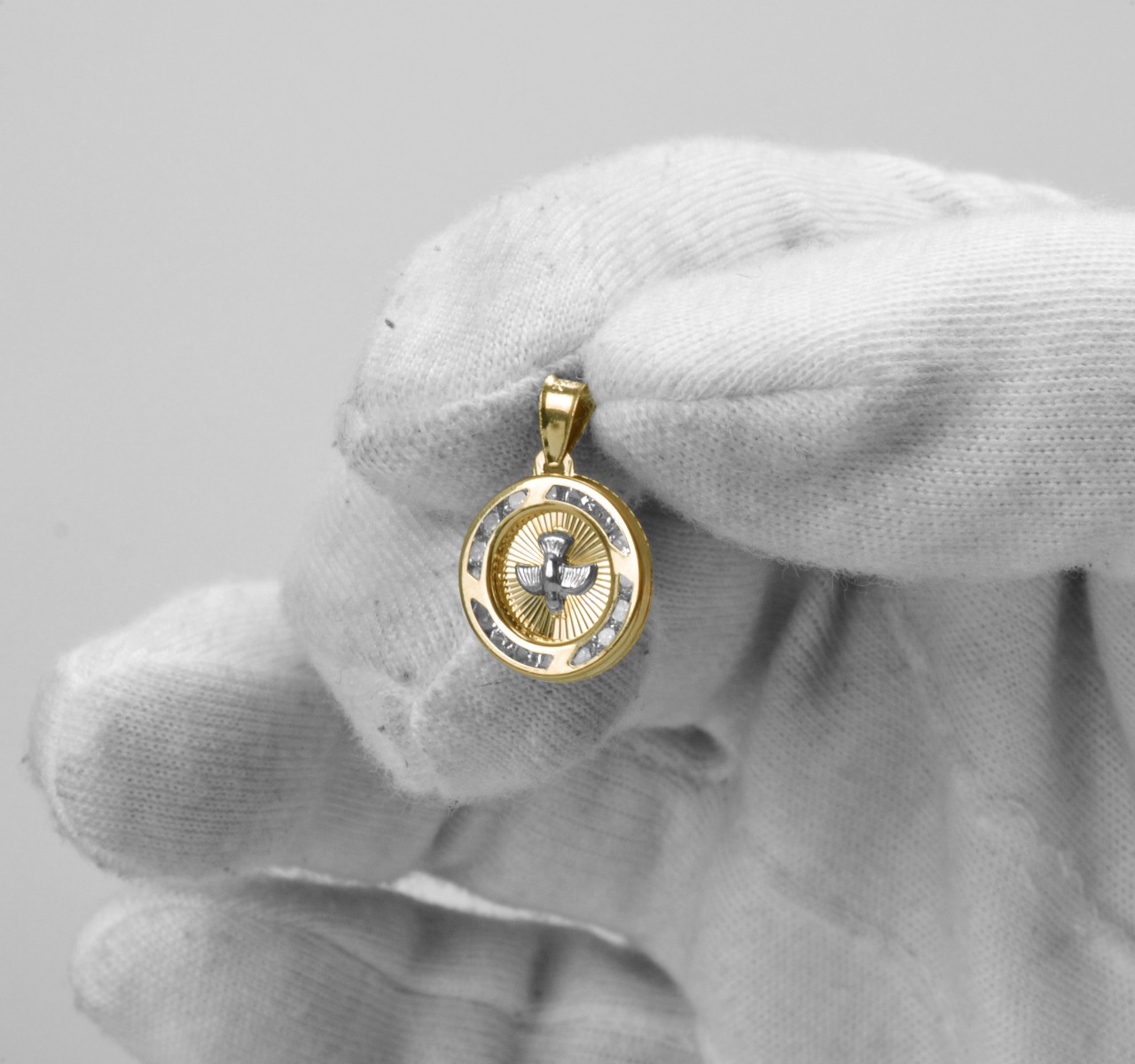 Hermosa Medalla Espíritu Santo Oro 10k + Cadena 