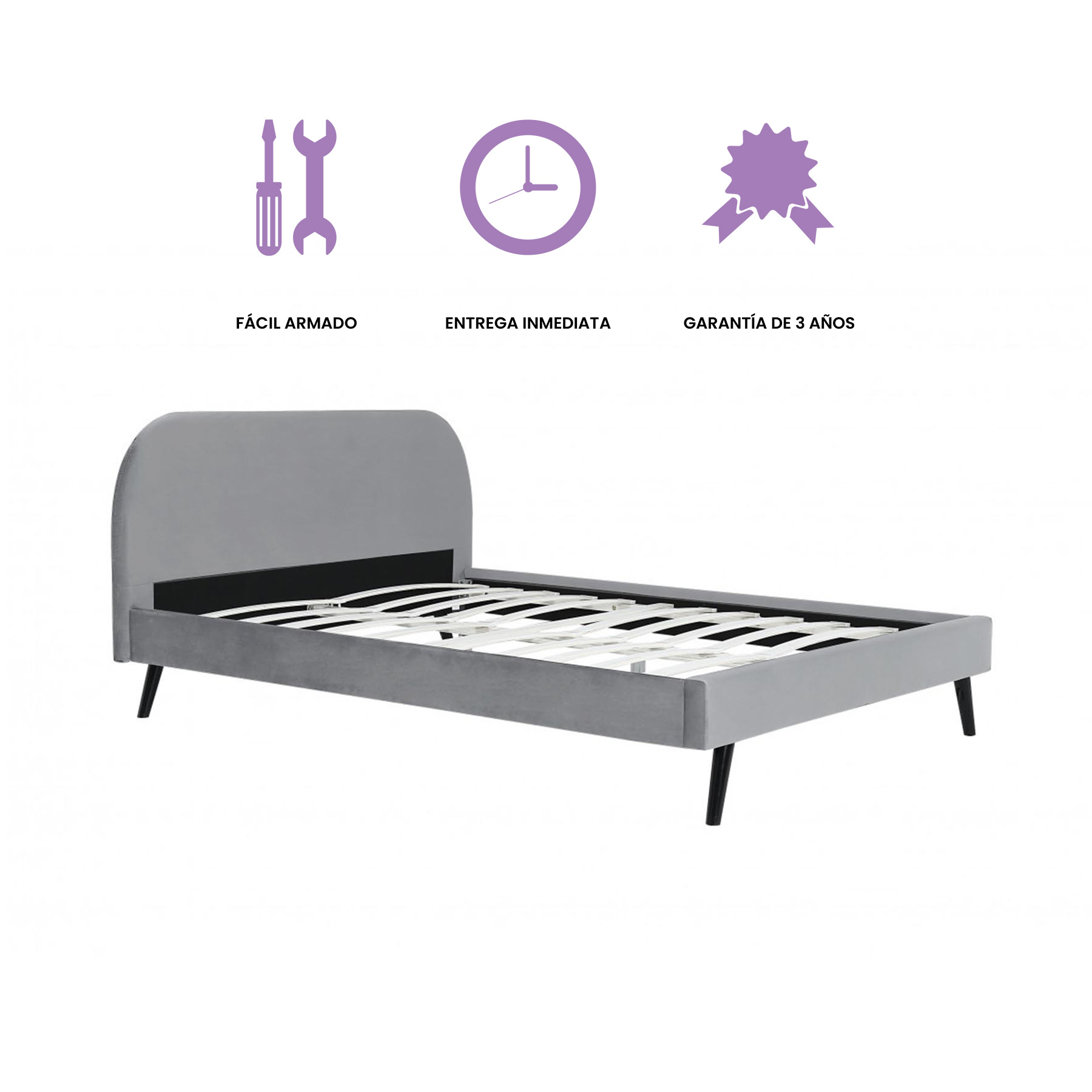 Luft And Drom, Base De Cama Gigisky Individual Gris Claro