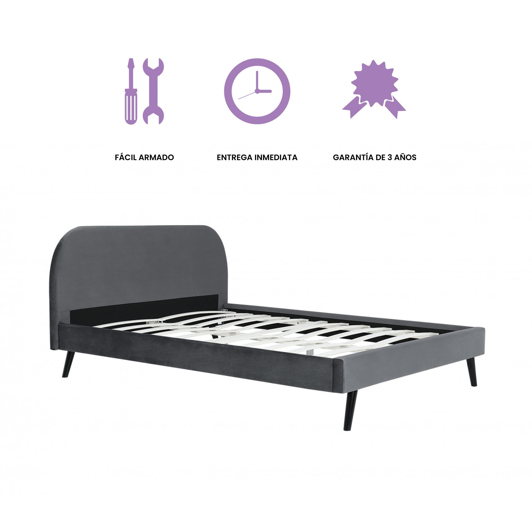 Luft And Drom, Base De Cama Gigisky Individual Gris Obscuro