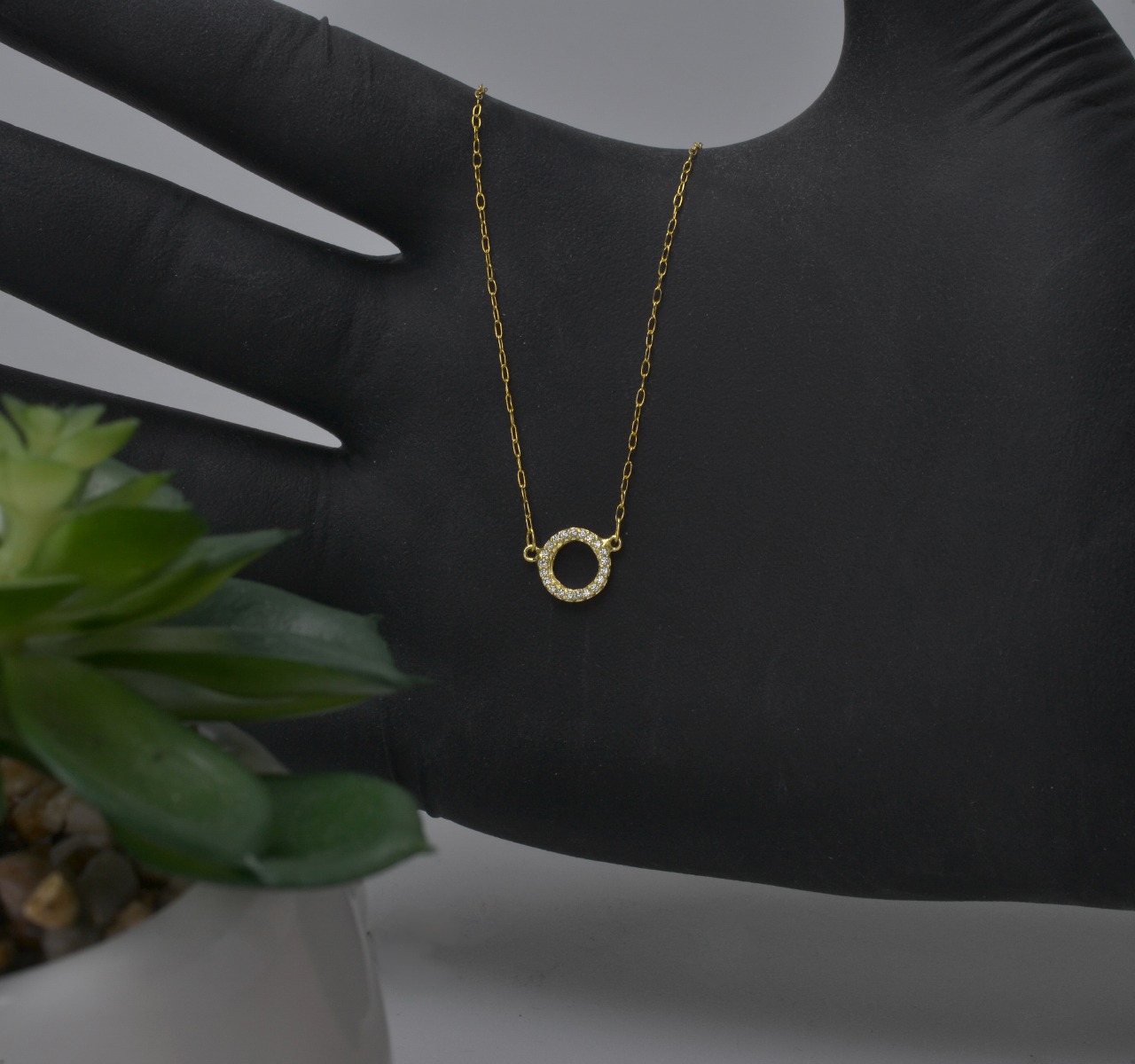 Gargantilla Oro Sólido 10k Circulo | Collar Amor + Estuche
