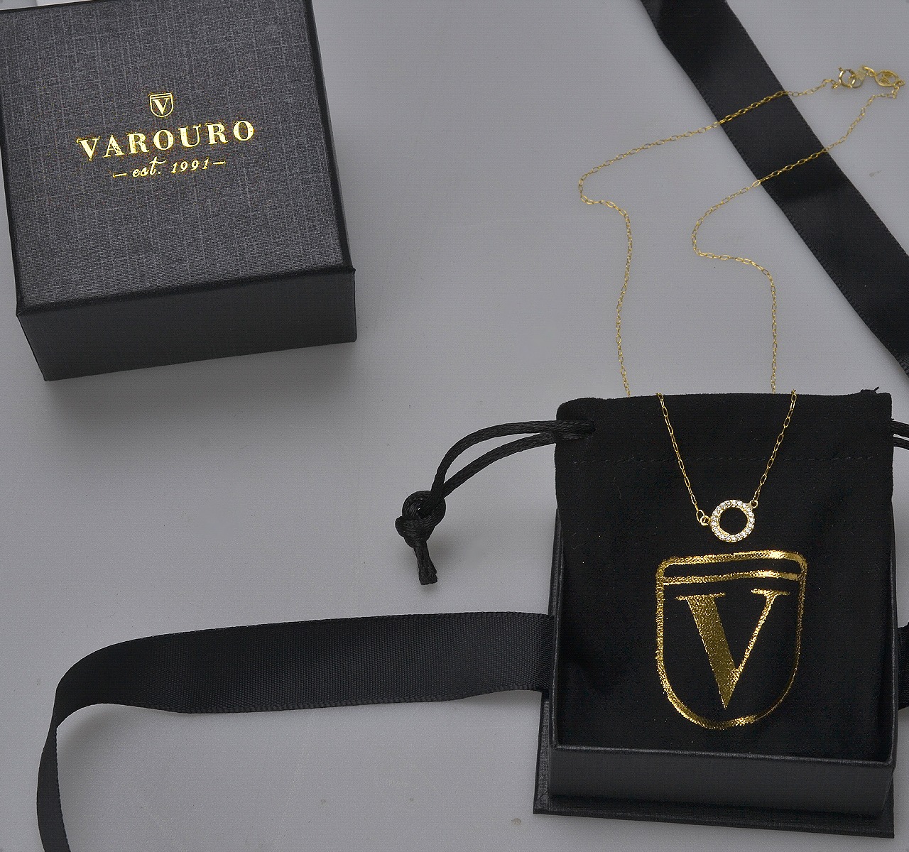 Gargantilla Oro Sólido 10k Circulo | Collar Amor + Estuche