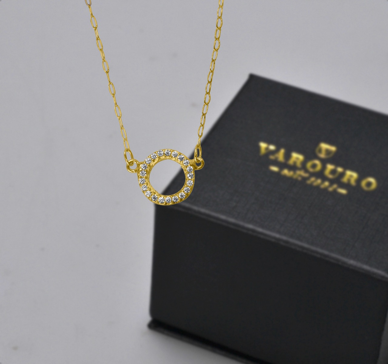 Gargantilla Oro Sólido 10k Circulo | Collar Amor + Estuche