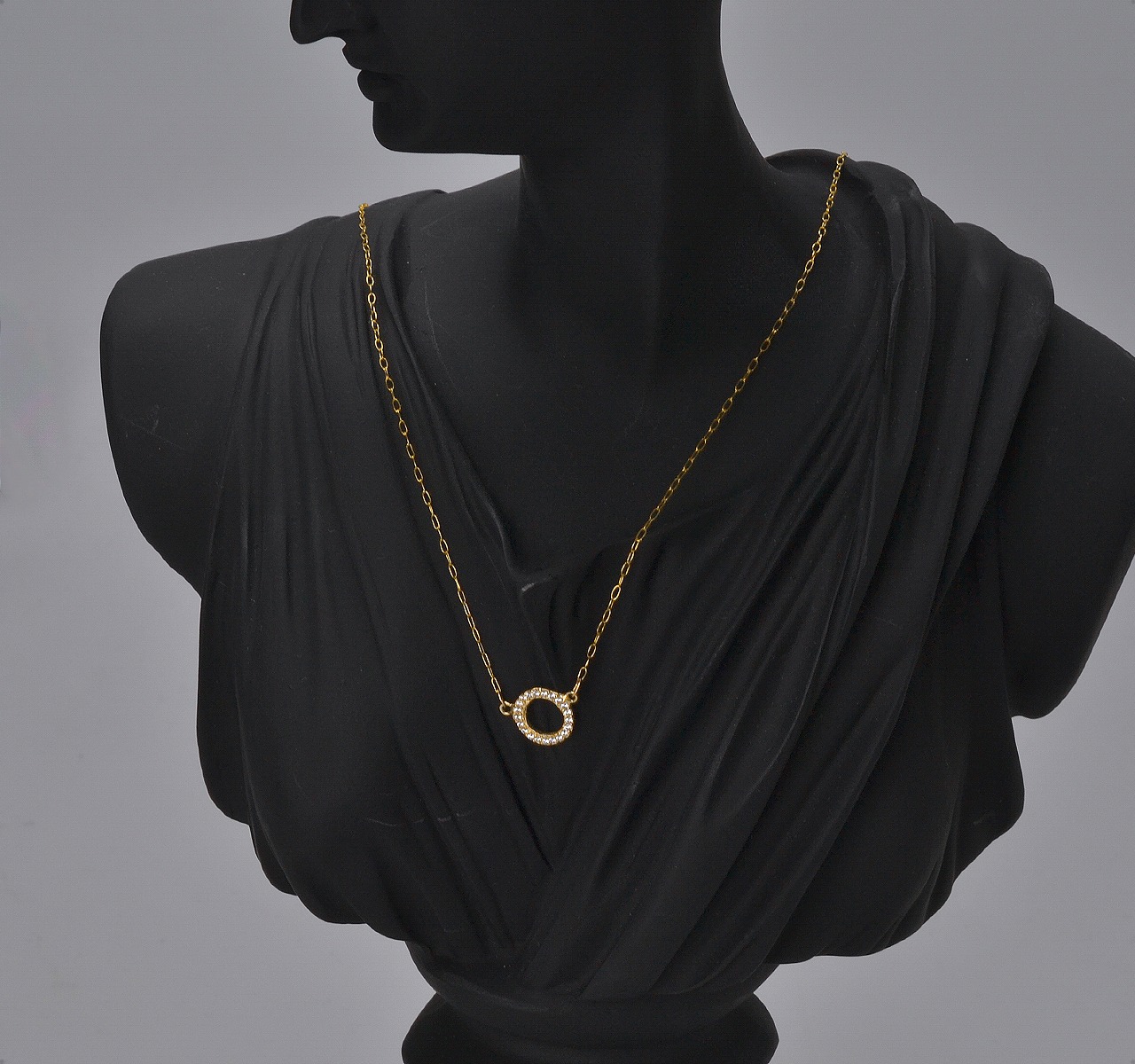 Gargantilla Oro Sólido 10k Circulo | Collar Amor + Estuche