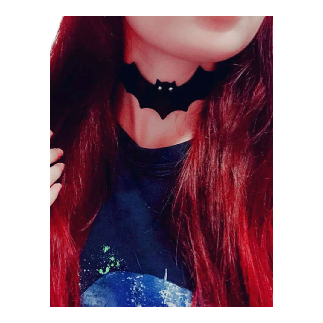 Collar de alas de murciélago de Halloween de piel sintética negra con alas de murciélago, gargantilla punk con correa para el cuello, accesorio para disfraz.