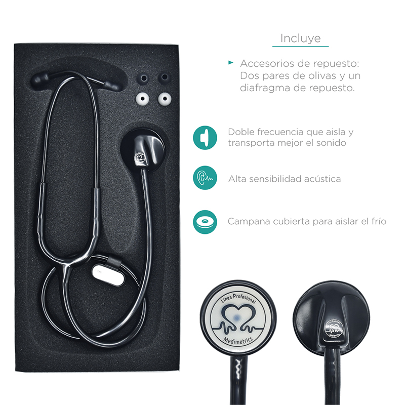 Estetoscopio de Acero Inoxidable de Doble Frecuencia Medimetrics 