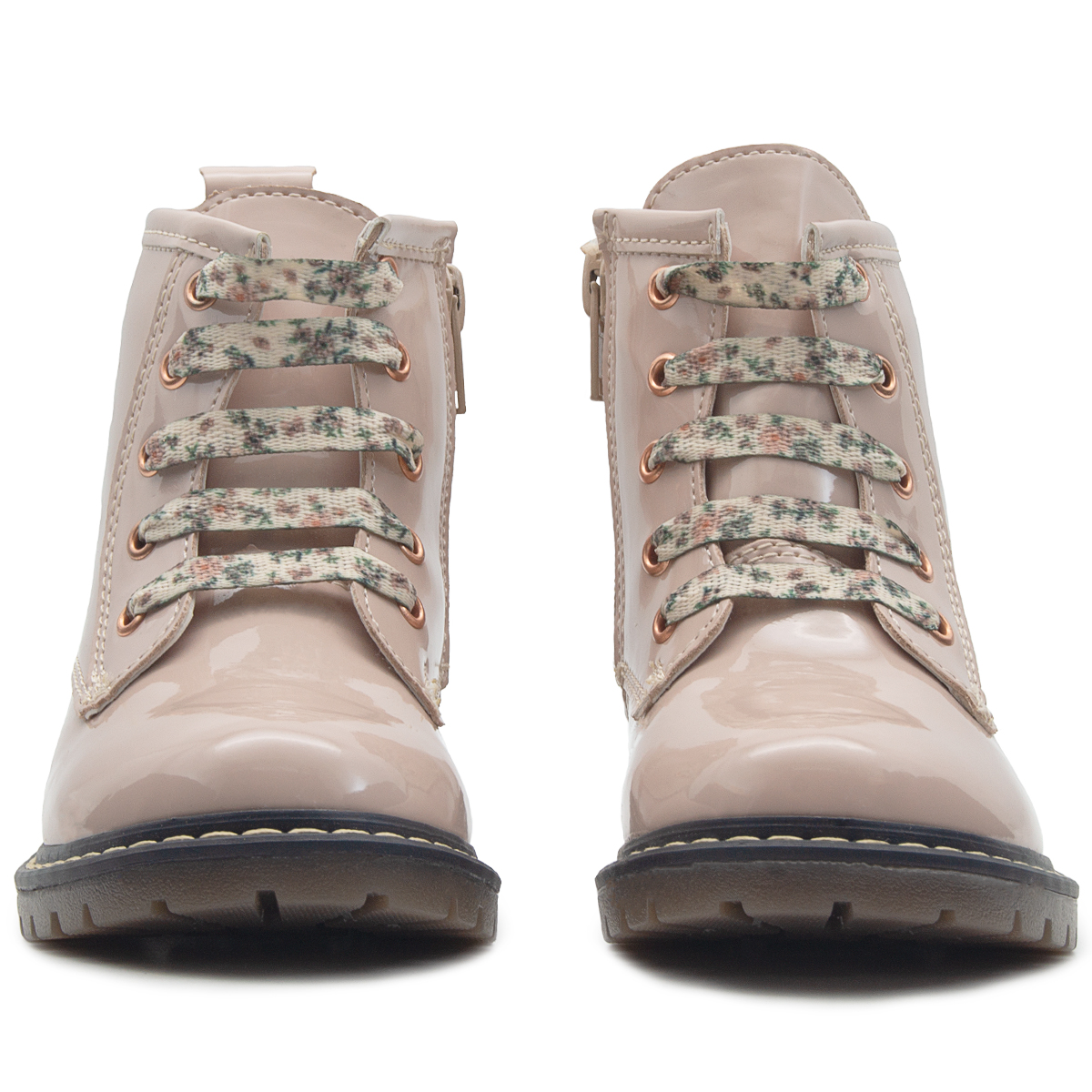 Bota Niña Moda Charol Beige Bambino Ligeras Cómodas 15-17